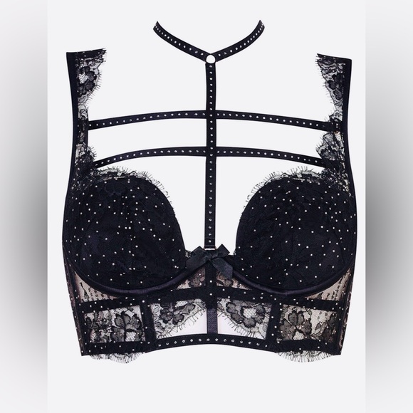 Agent Provocateur Other - Agent Provocateur Black Swarovski Crystal Lace Bra wSZ-3 Panty, LIMITED EDITION